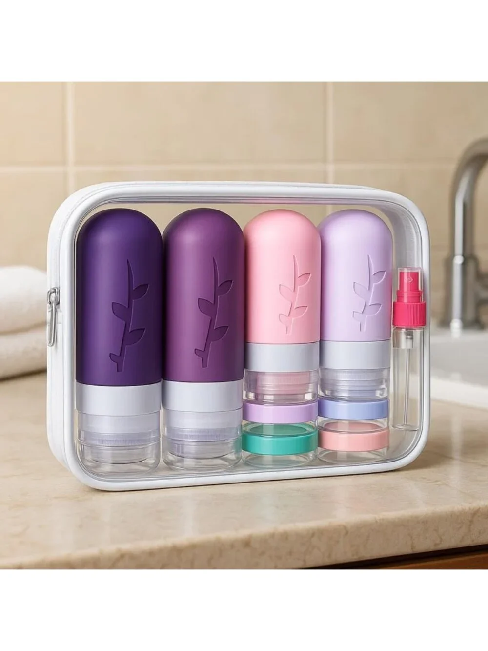 Leak Proof Silicone Travel Bottles - TSA Approved Toiletry Containers for